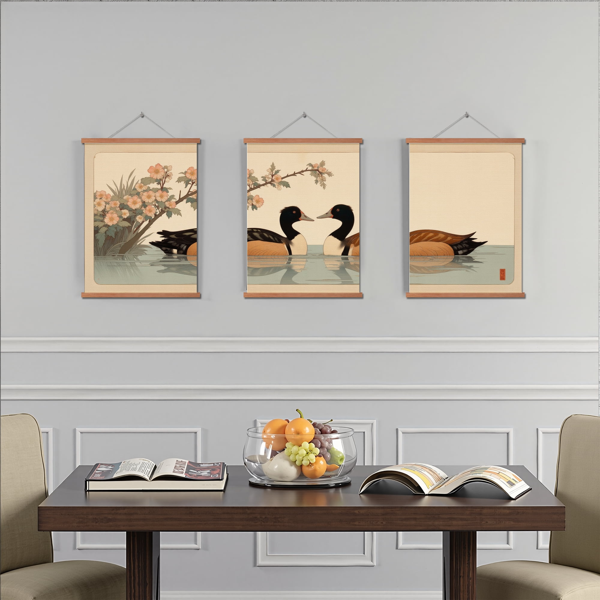 MAYEERTY Modern Abstract Wall Art Painting, Living Room Decor, Brown Hanging Rod Frame, 15.7"x11.8"