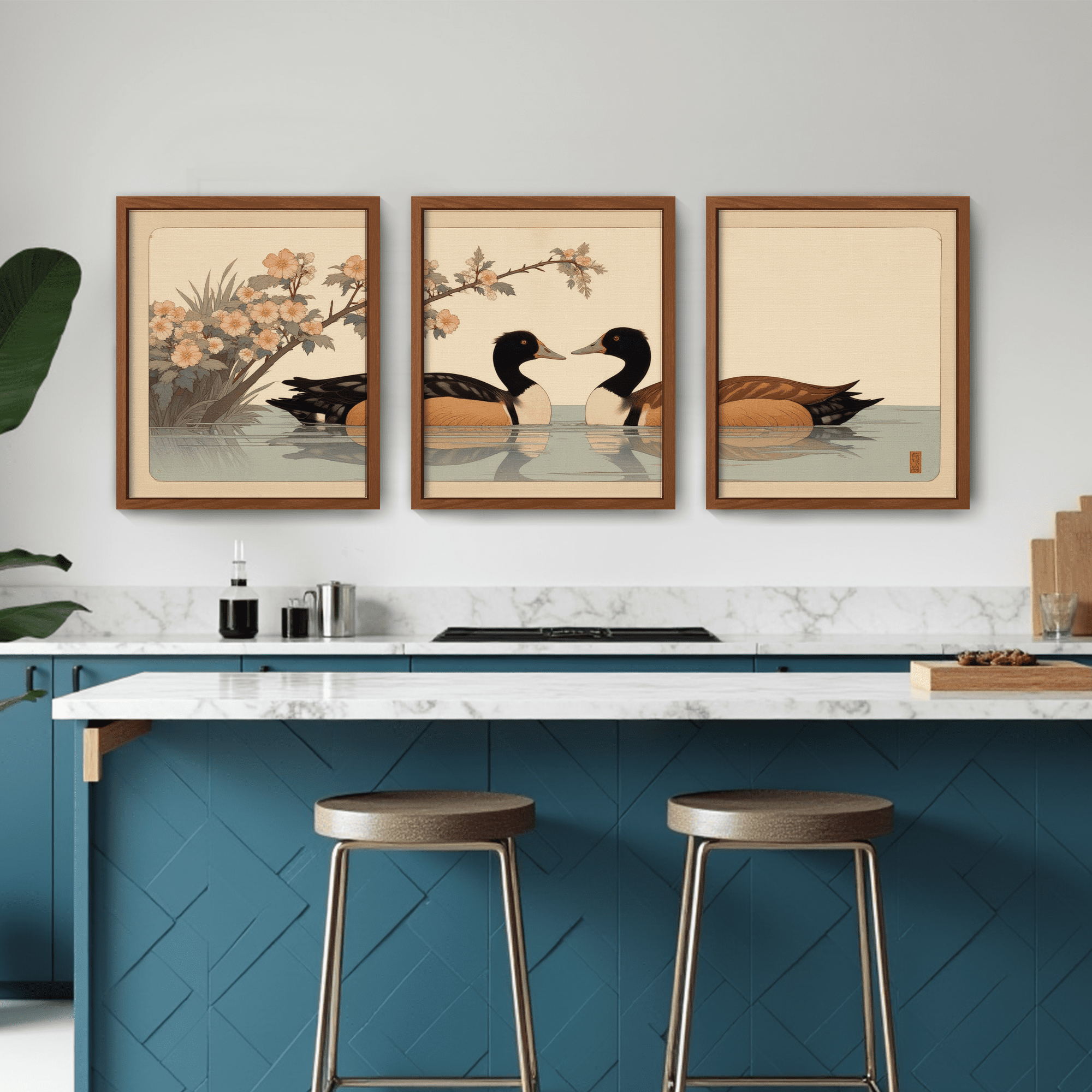 MAYEERTY Modern Abstract Wall Art Painting, Living Room Decor, Brown MDF Frame, 15.7"x11.8"