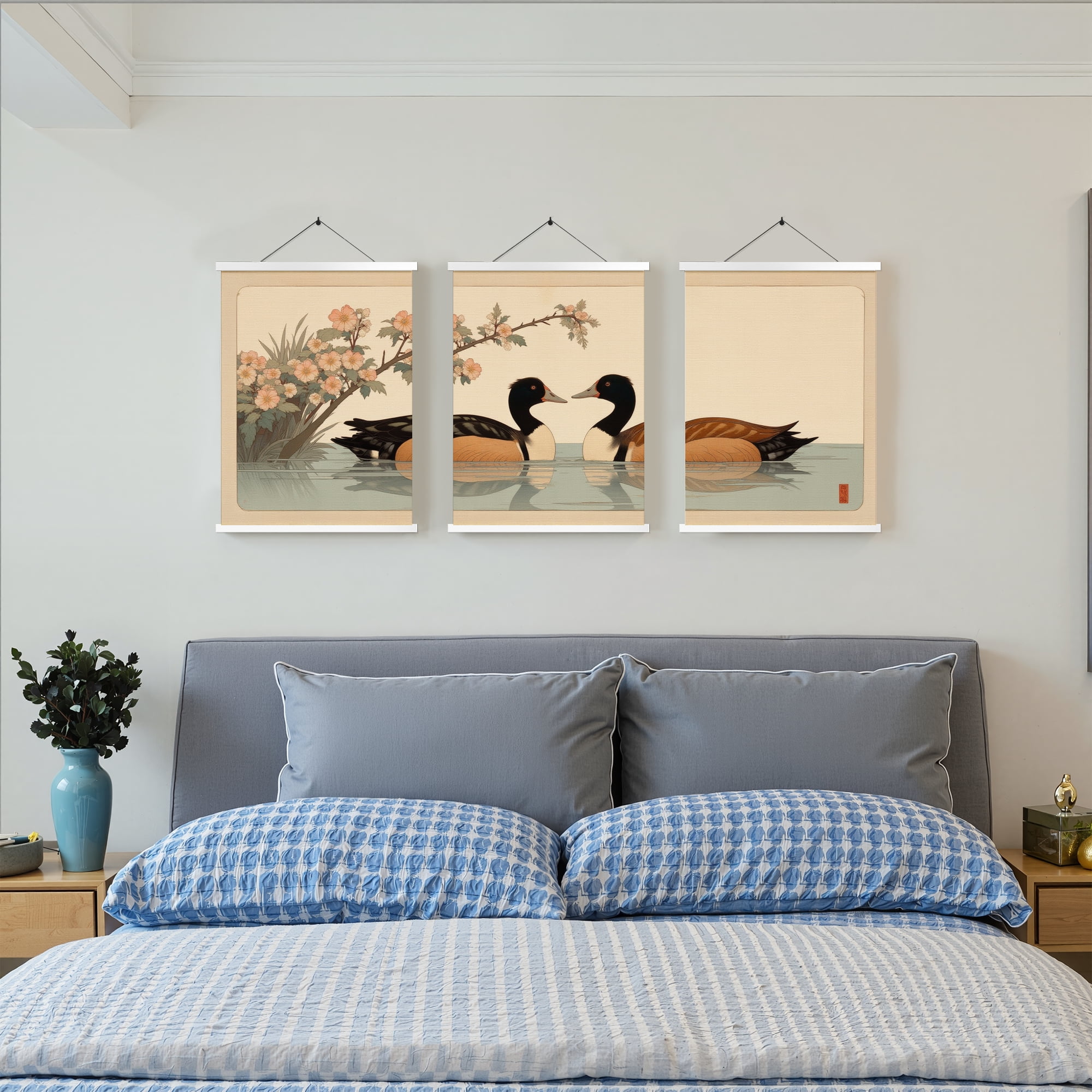 MAYEERTY Modern Abstract Wall Art Painting, Living Room Decor, White Hanging Rod Frame, 15.7"x11.8"