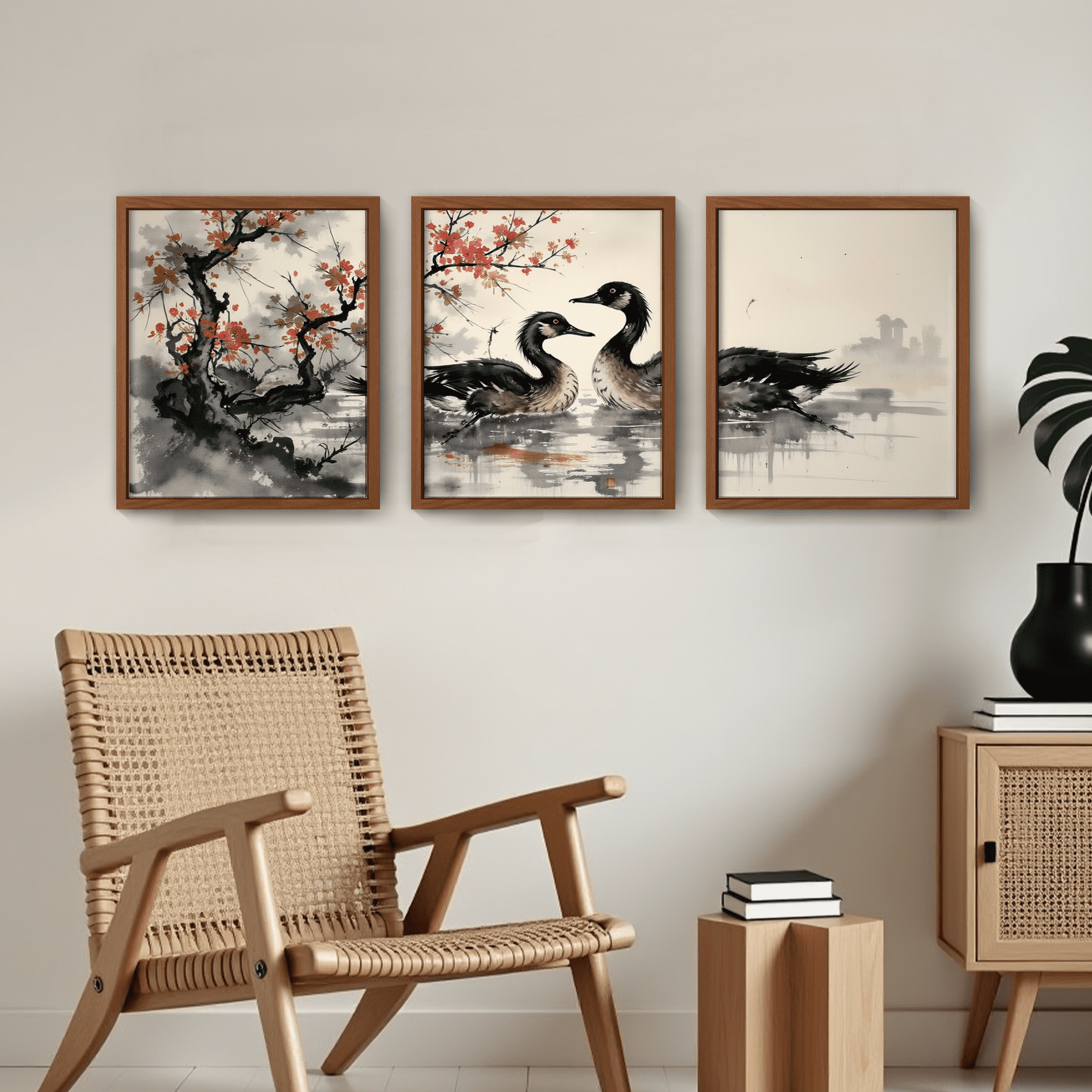 MAYEERTY Modern Abstract Wall Art Painting, Living Room Decor, Brown MDF Frame, 23.6"x15.8"