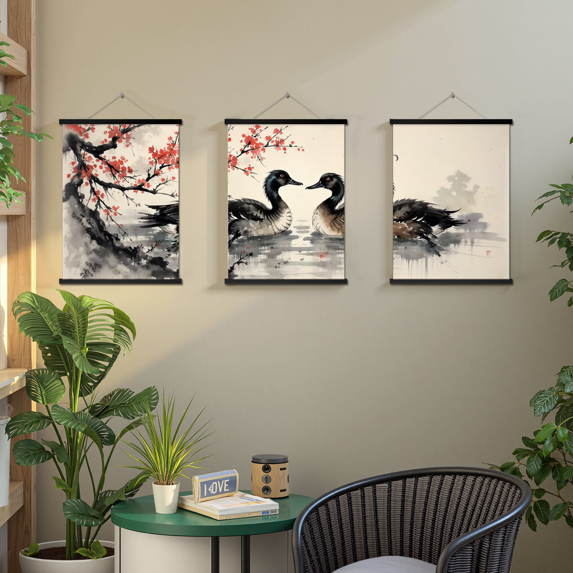 MAYEERTY Modern Abstract Wall Art Painting, Living Room Decor, Black Hanging Rod Frame, 23.6"x15.8"