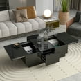 thumbnail image 1 of MAYEERTY Coffee Table with 2 Large Hidden Storage Compartments, Extendable Cocktail Table with 2 Drawers, High-Gloss Sliding Top Center Table for Living Room, 39.3"x21.6", Black, 1 of 9
