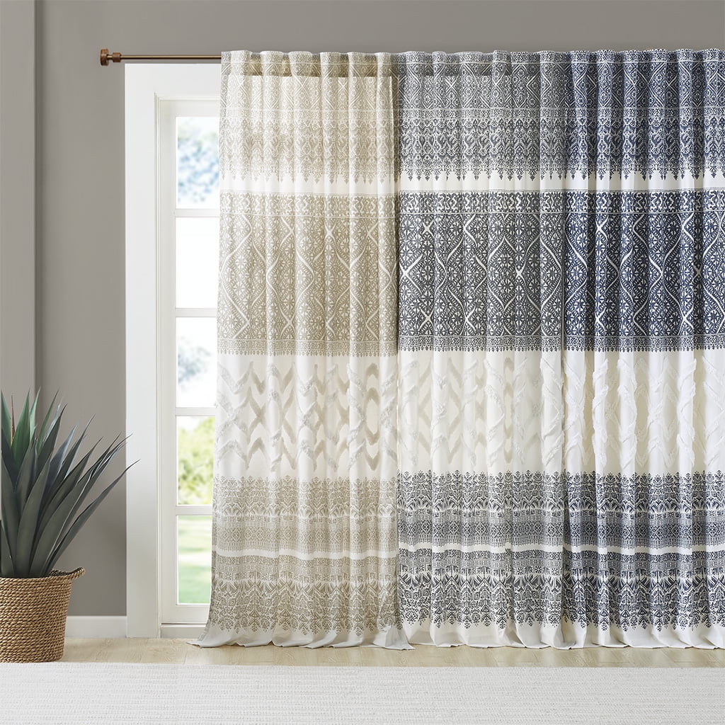 MAYEERTY Cotton Printed Curtain Panel with Chenille detail and Lining(Only 1 Pc Panel)