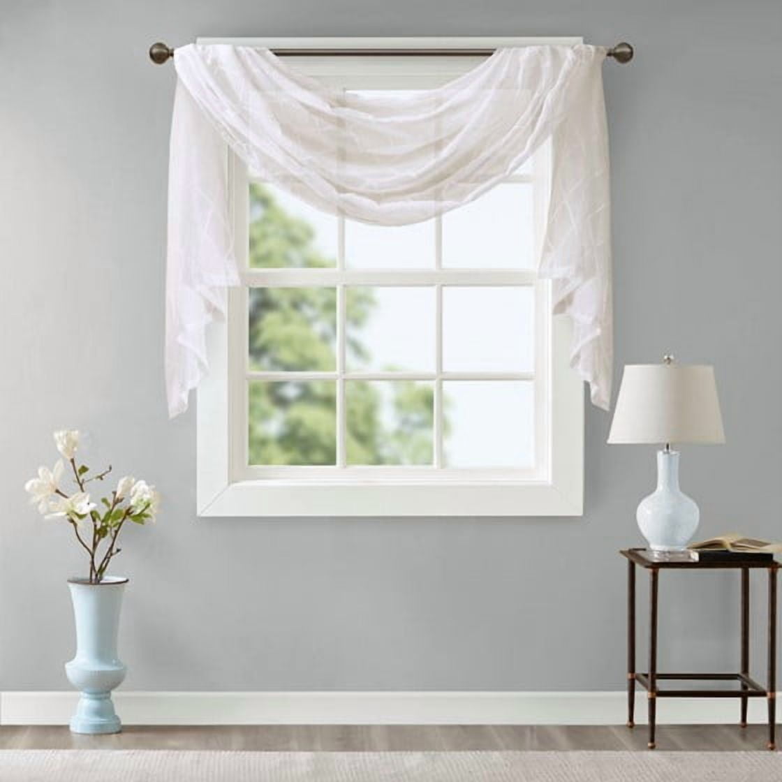 MAYEERTY Diamond Sheer Embroidered Window Scarf - For Living Room