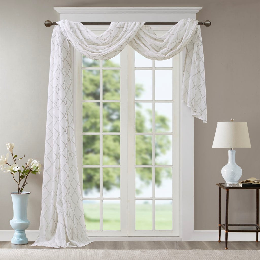 MAYEERTY Diamond Sheer Embroidered Window Scarf Living Room