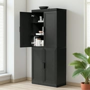 Dovelina Doorless Open Shelves Storage Wood Cabinet for Living Room，Set of 2