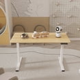 thumbnail image 1 of MAYEERTY Electric Standing Desk Adjustable Height Desk for Home Office, Sit-Stand Computer Workstation, White Frame + Maple Top, 1 of 9