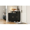 thumbnail image 1 of MAYEERTY Elegant Shoe Cabinet with Arched Doors and Drawer, Cream Style Storage Sideboard with Adjustable Shelves and Solid Wood Legs for Entryway, Living Room, Black, 1 of 21