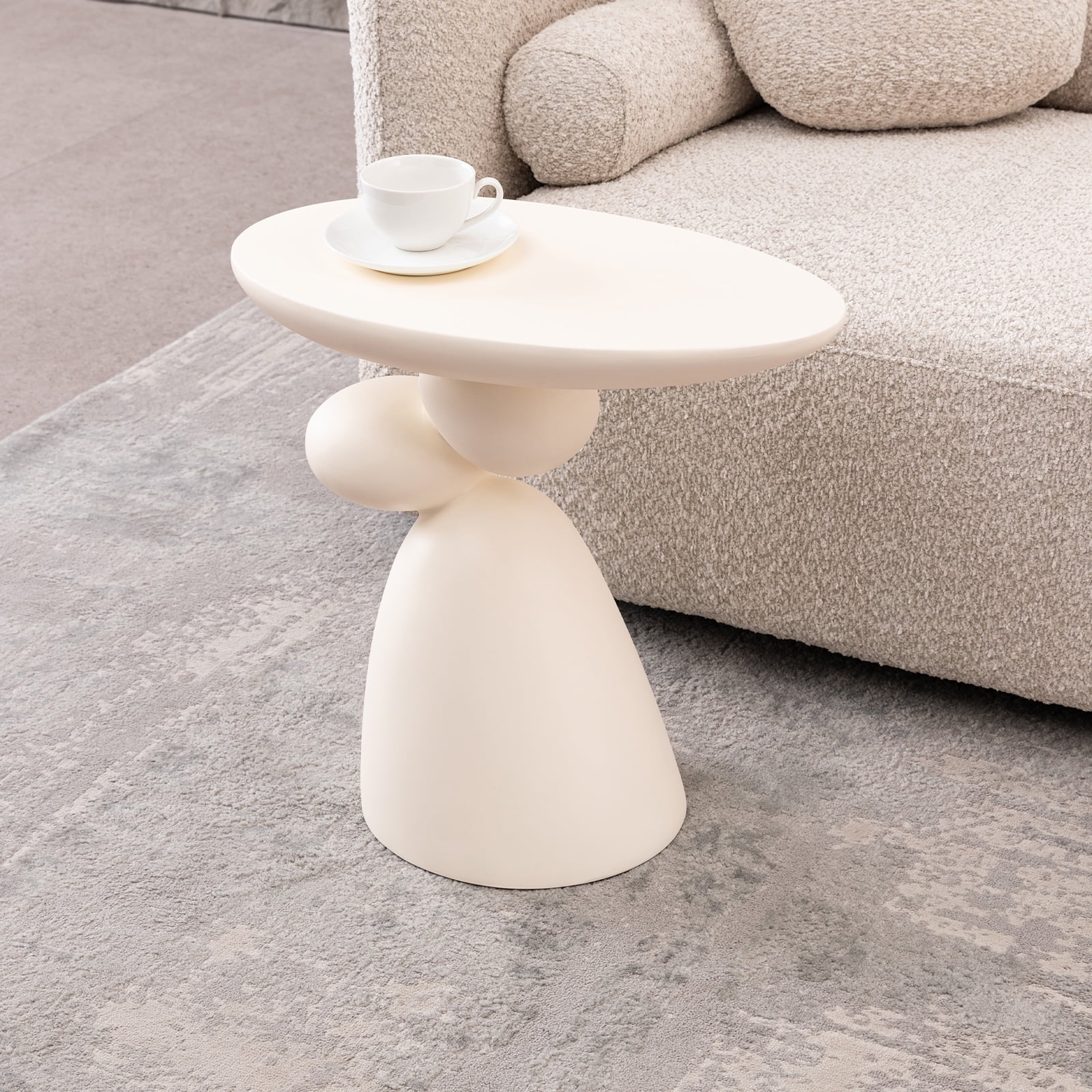 MAYEERTY End Table, Fiberglass Side Table, Modern Minimalist Corner Table, Coffee table with Decoration, Home Decor for Living Room, Bedroom, Guestroom