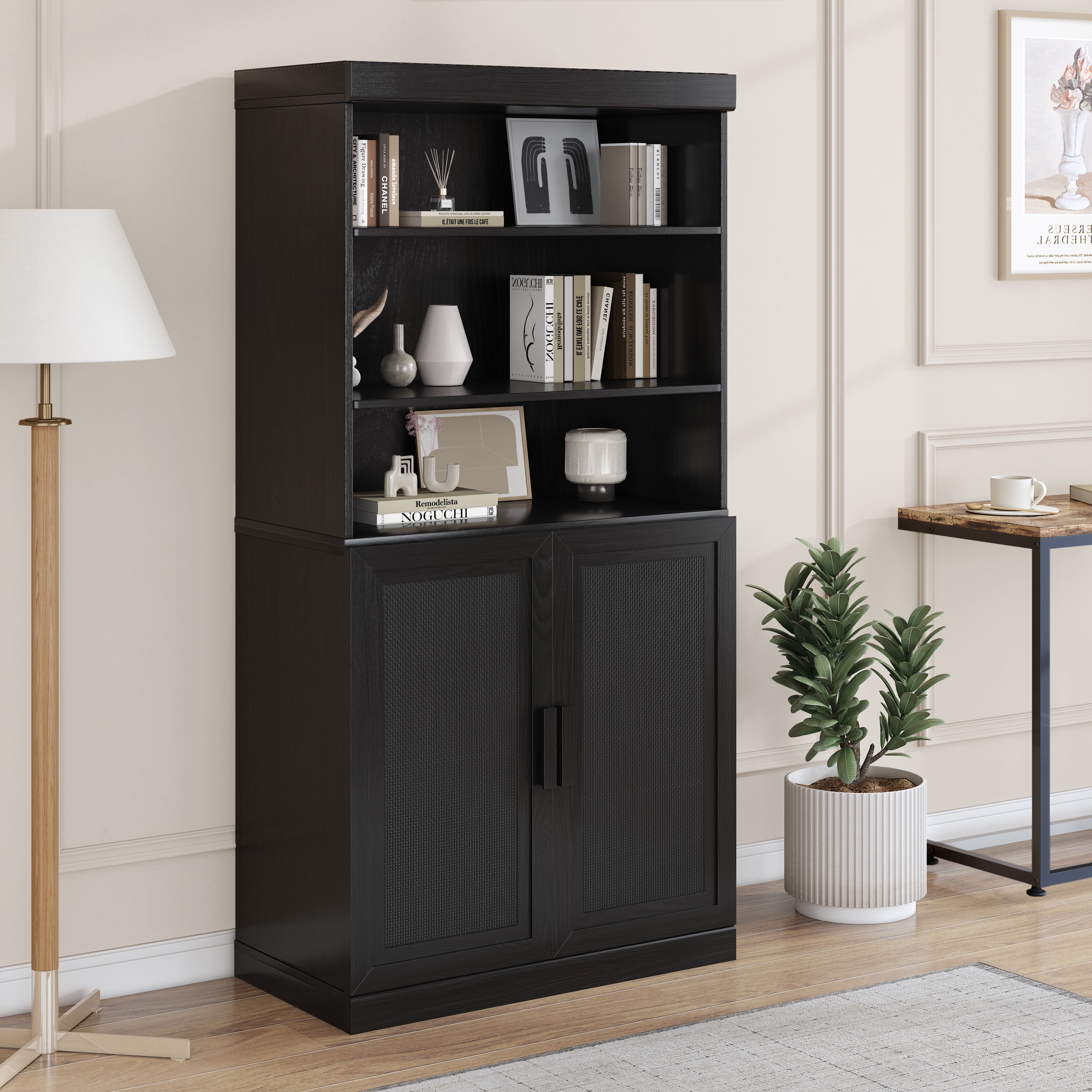MAYEERTY Entryway Storage Cabinet Set of 2 Wood Accent Cabinet for Living Room,Black