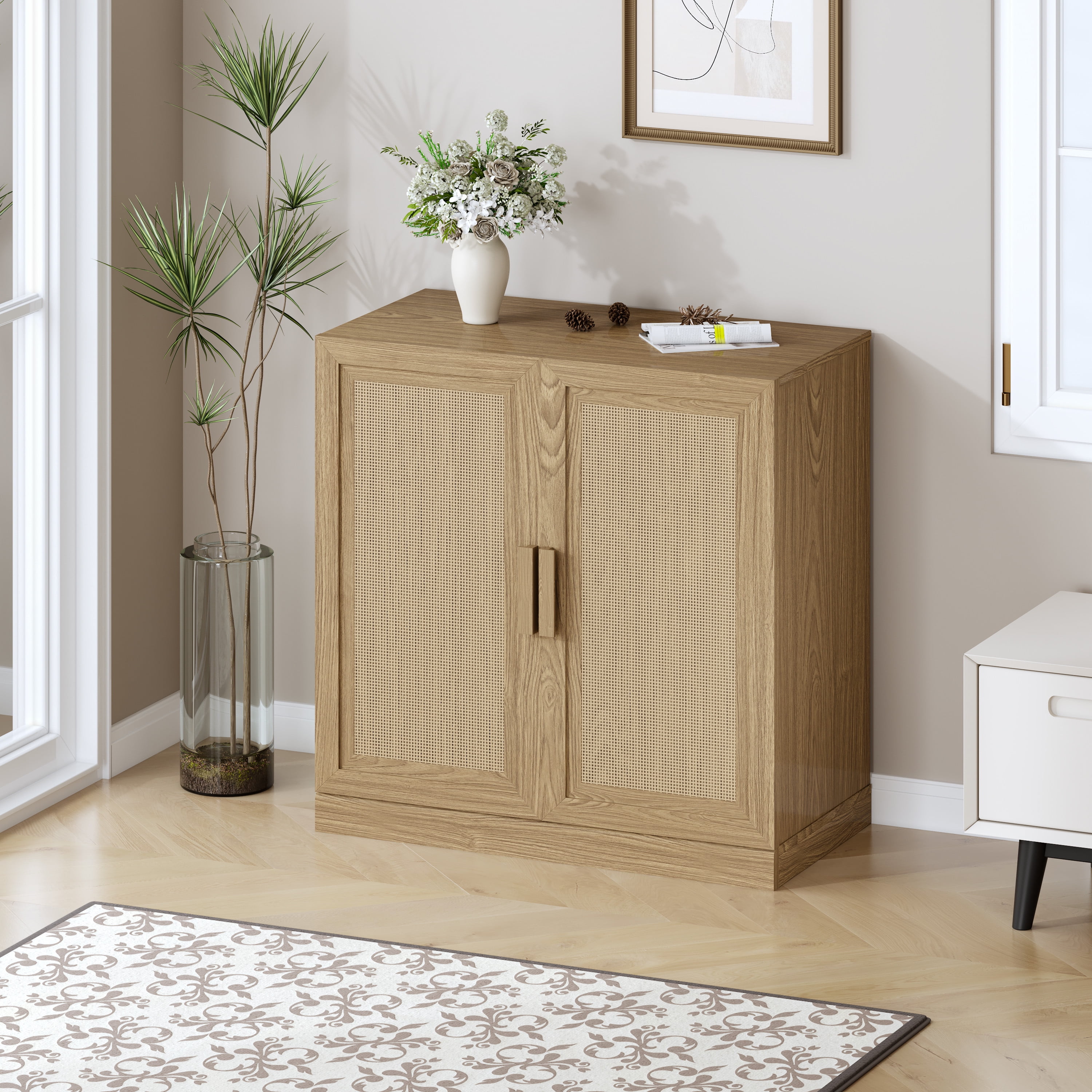 MAYEERTY Entryway Storage Cabinet Wood Accent Cabinet for Living Room,Brown