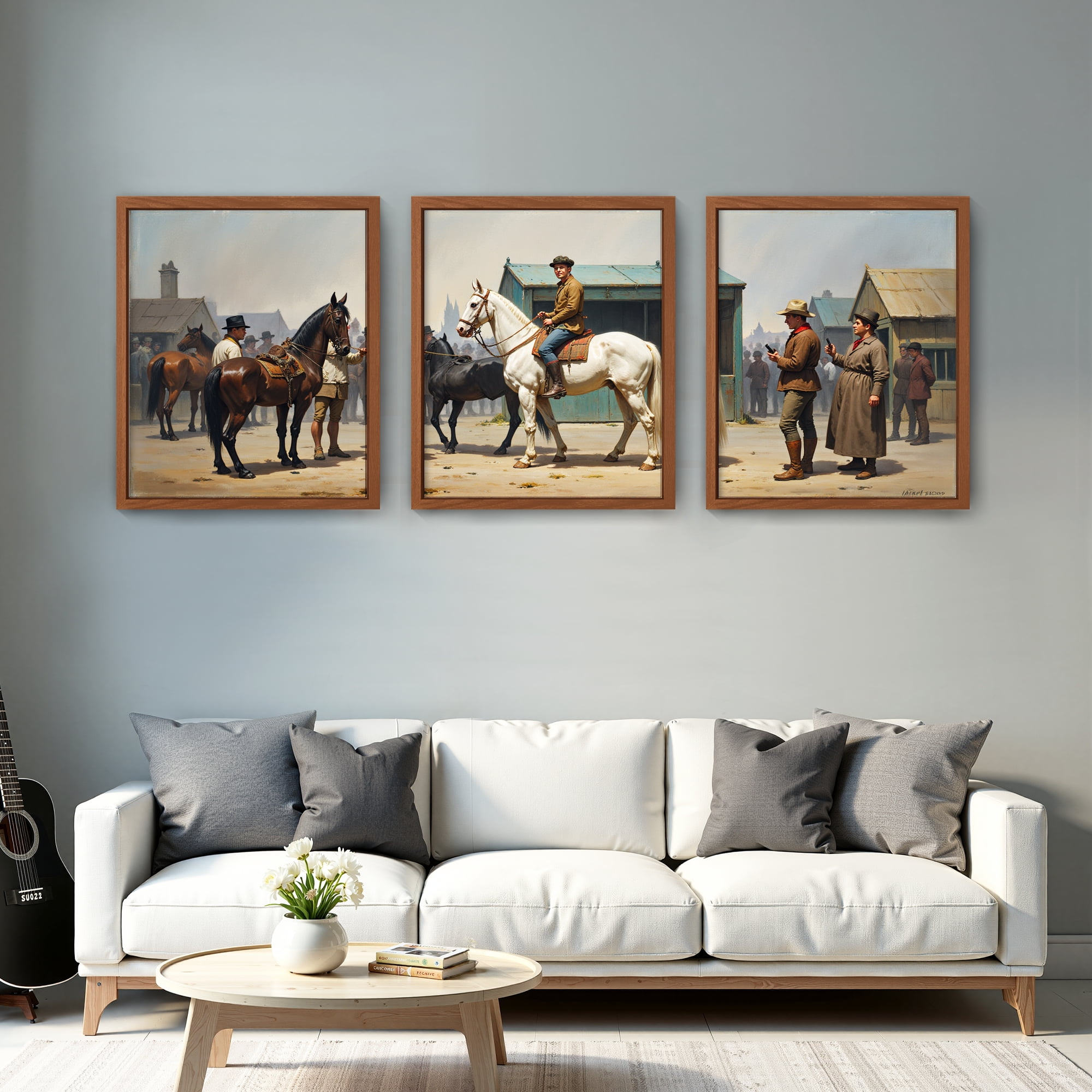 MAYEERTY Modern Abstract Wall Art Painting, Living Room Decor, Brown MDF Frame, 15.7"x11.8"