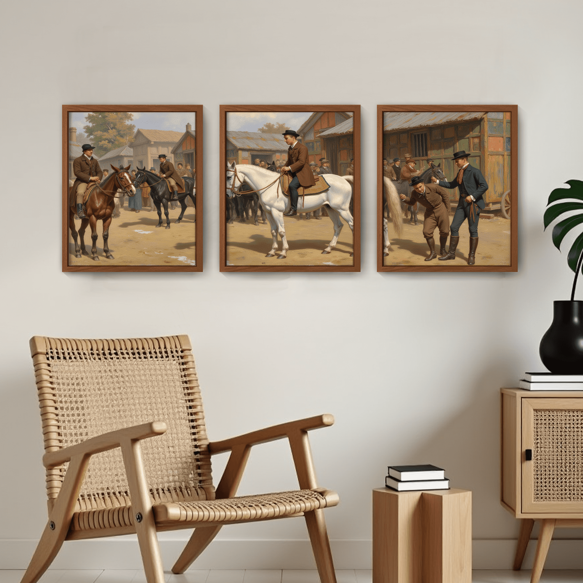 MAYEERTY Modern Abstract Wall Art Painting, Living Room Decor, Brown MDF Frame, 15.7"x11.8"
