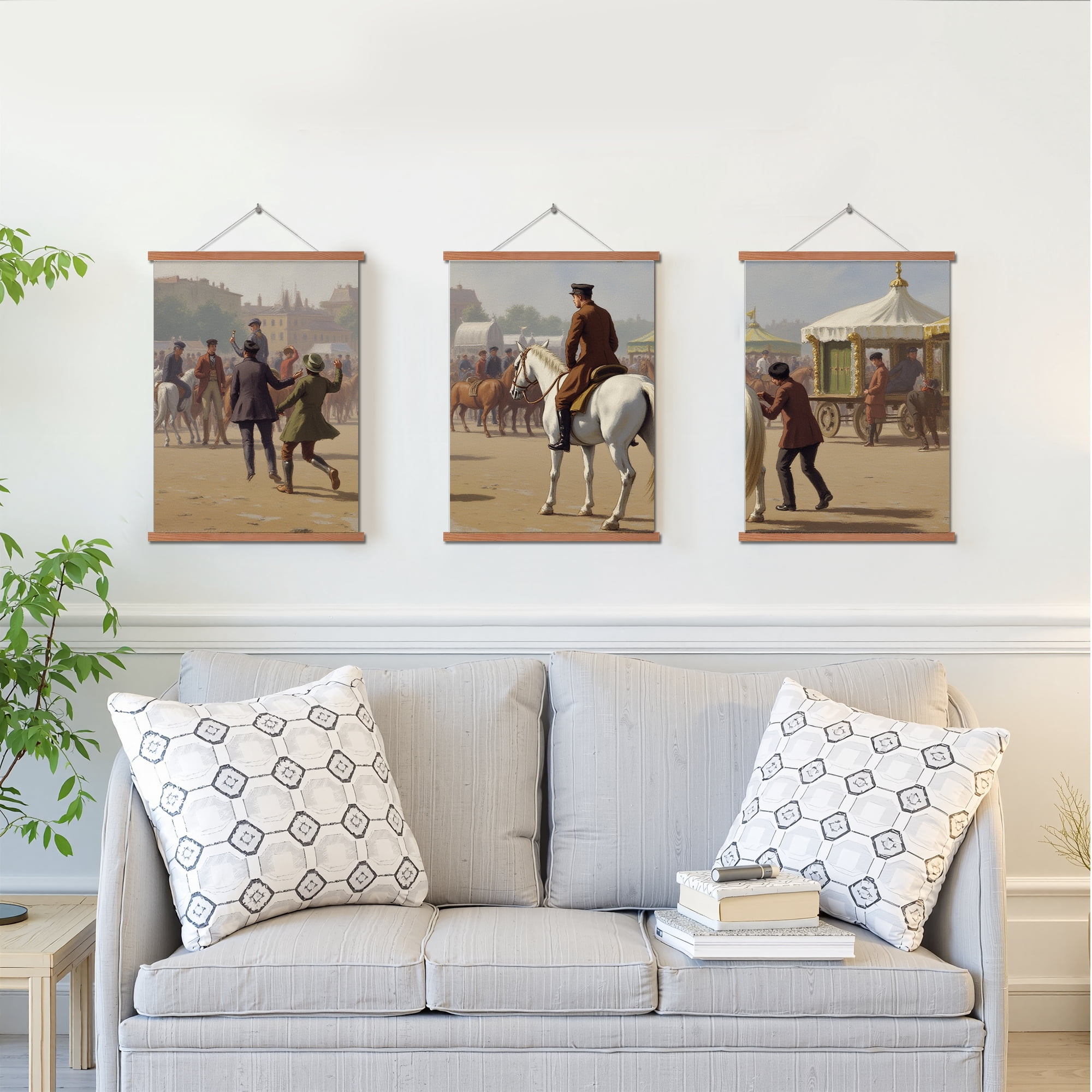 MAYEERTY Modern Abstract Wall Art Painting, Living Room Decor, Brown Hanging Rod Frame, 23.6"x15.8"