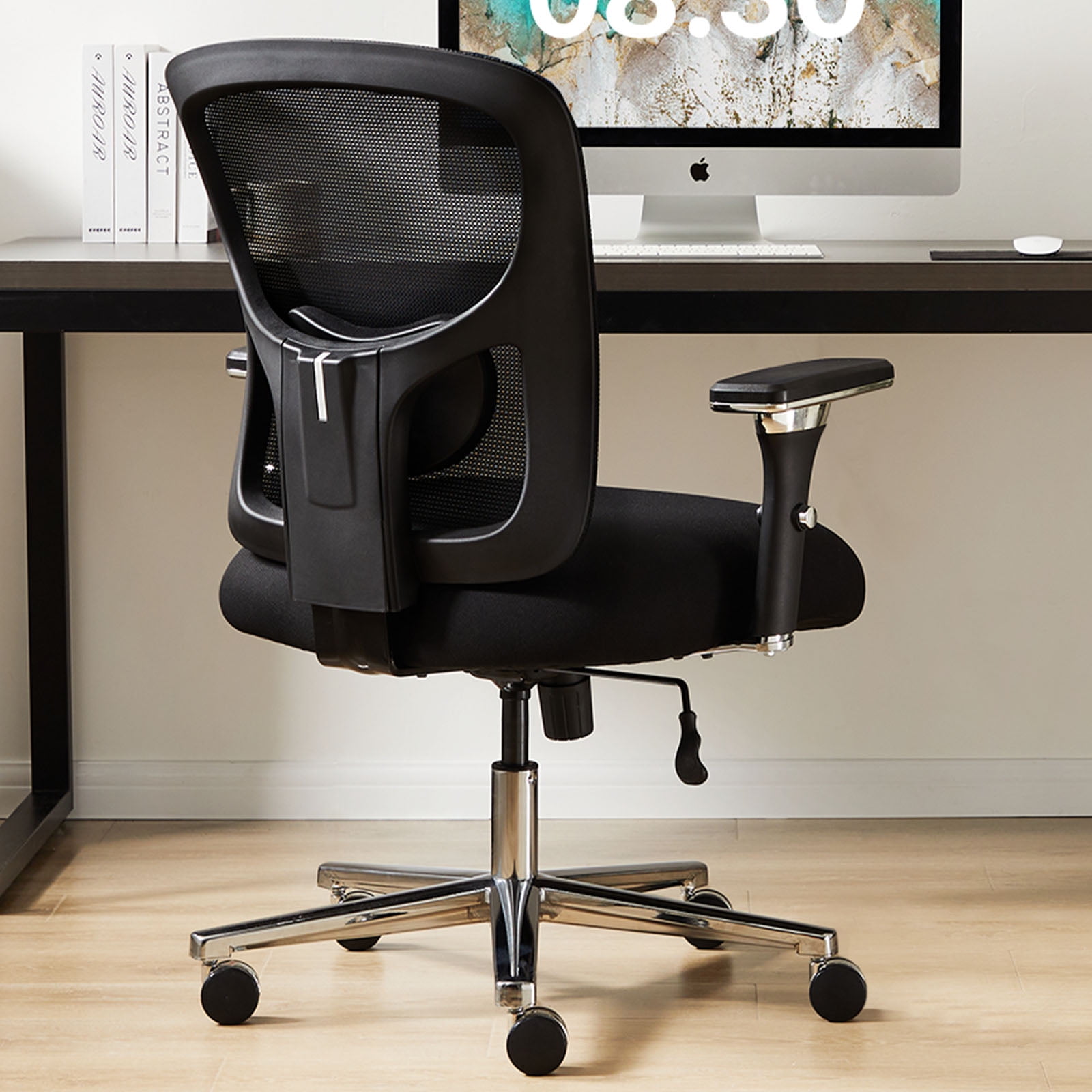 MAYEERTY Ergonomic Office Chair, Comfort Home Office Task Chair, Lumbar Support Computer Chair with Flip-up Arms, Black