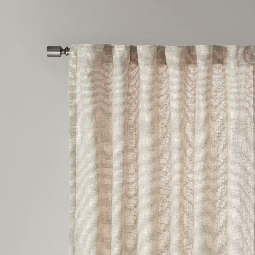 MAYEERTY Faux Linen Curtain Panel - Rod Pocket & Back Tab, Fleece Lined, Single