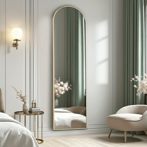 MAYEERTY Floor Standing Mirror, Wall Mirror with Stand Aluminum Alloy Thin Frame