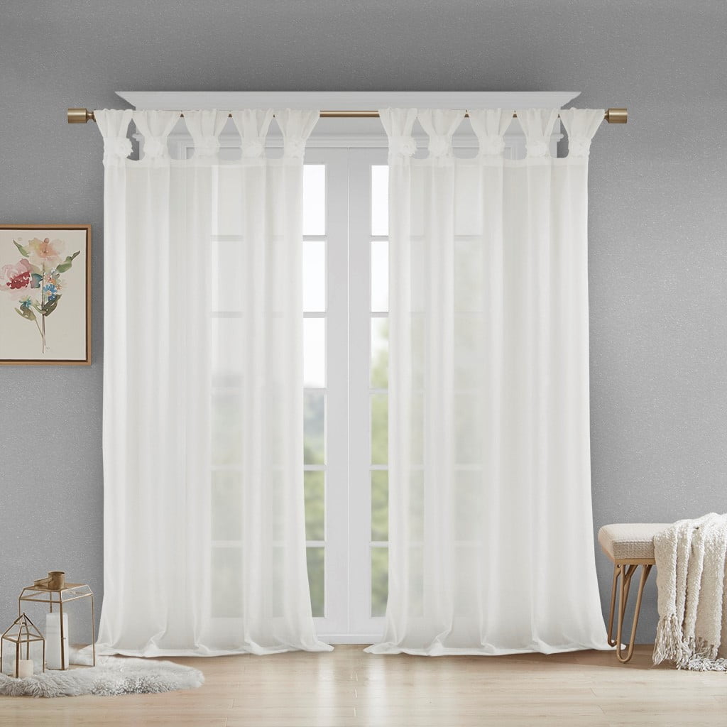 MAYEERTY Floral Embellished Curtain Panel - Cuff Tab Top, Solid, Single