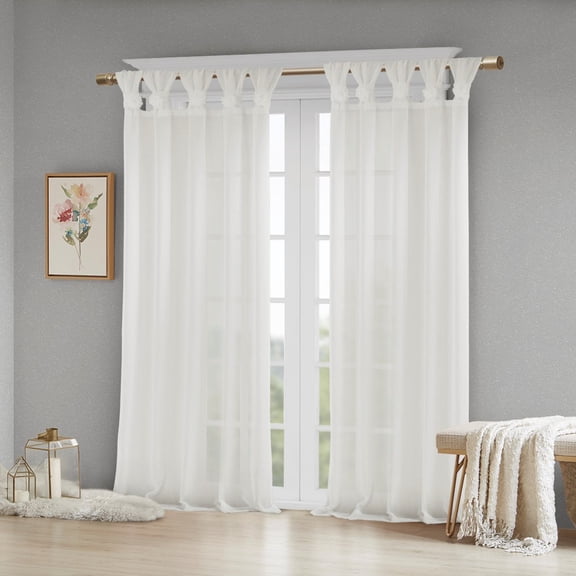MAYEERTY Floral Embellished Curtain Panel - Cuff Tab Top, Solid, Single