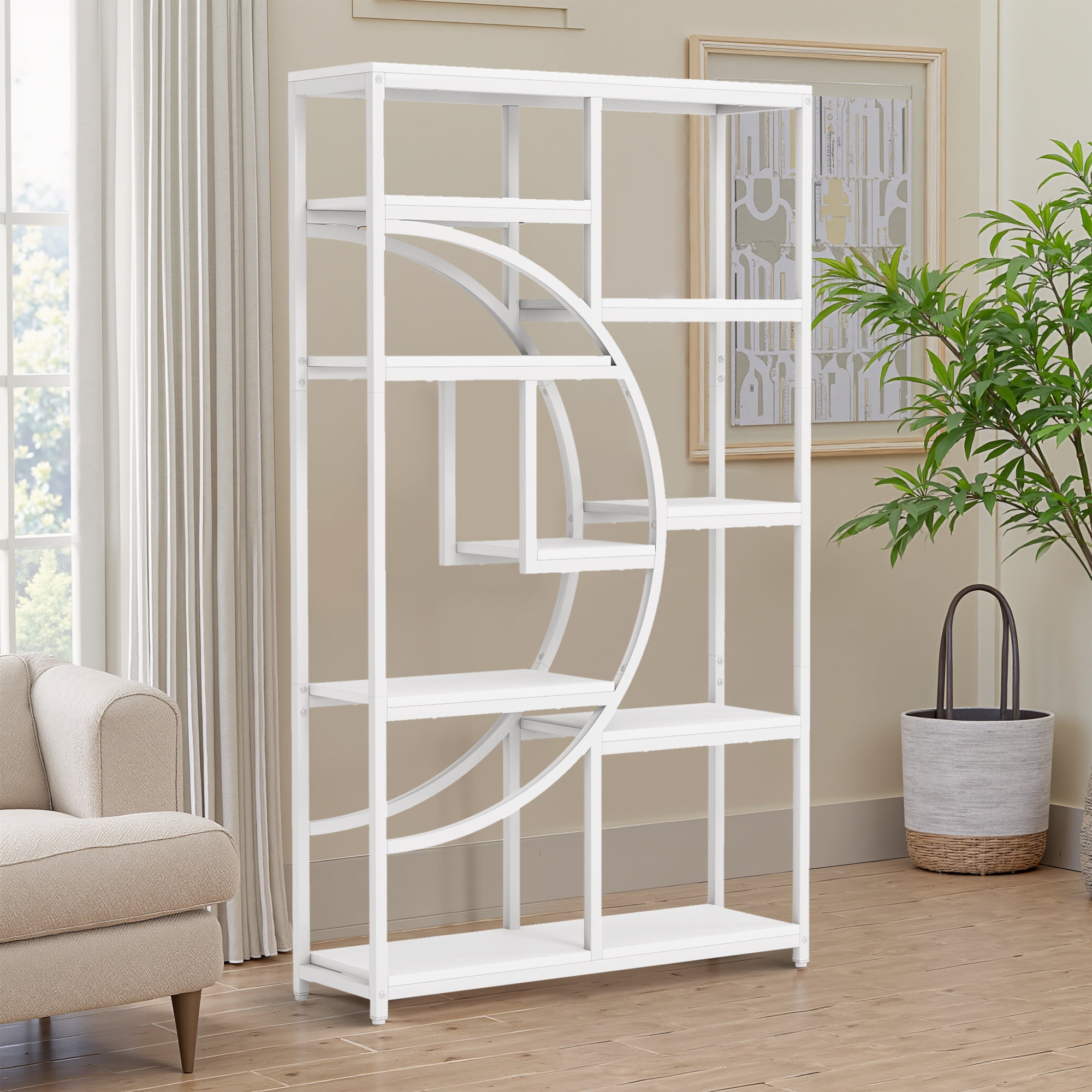 MAYEERTY Freestanding 9-Tier Etagere Bookshelf Industrial Charm Home Decor Display Shelf