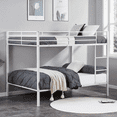 thumbnail image 1 of MAYEERTY Full Over Full Bunk Bed, Metal Bunk Bed Frame with Built-in Ladder, for Small Spaces, No Boxspring Required, White, 1 of 12