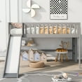 thumbnail image 1 of MAYEERTY Full Size Low Loft Bed with Ladder and Slide,Gray, 1 of 16
