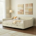 thumbnail image 1 of Dovelina Full Size Upholstered Tufted Sofa Bed with Drawers, Beige, 1 of 9