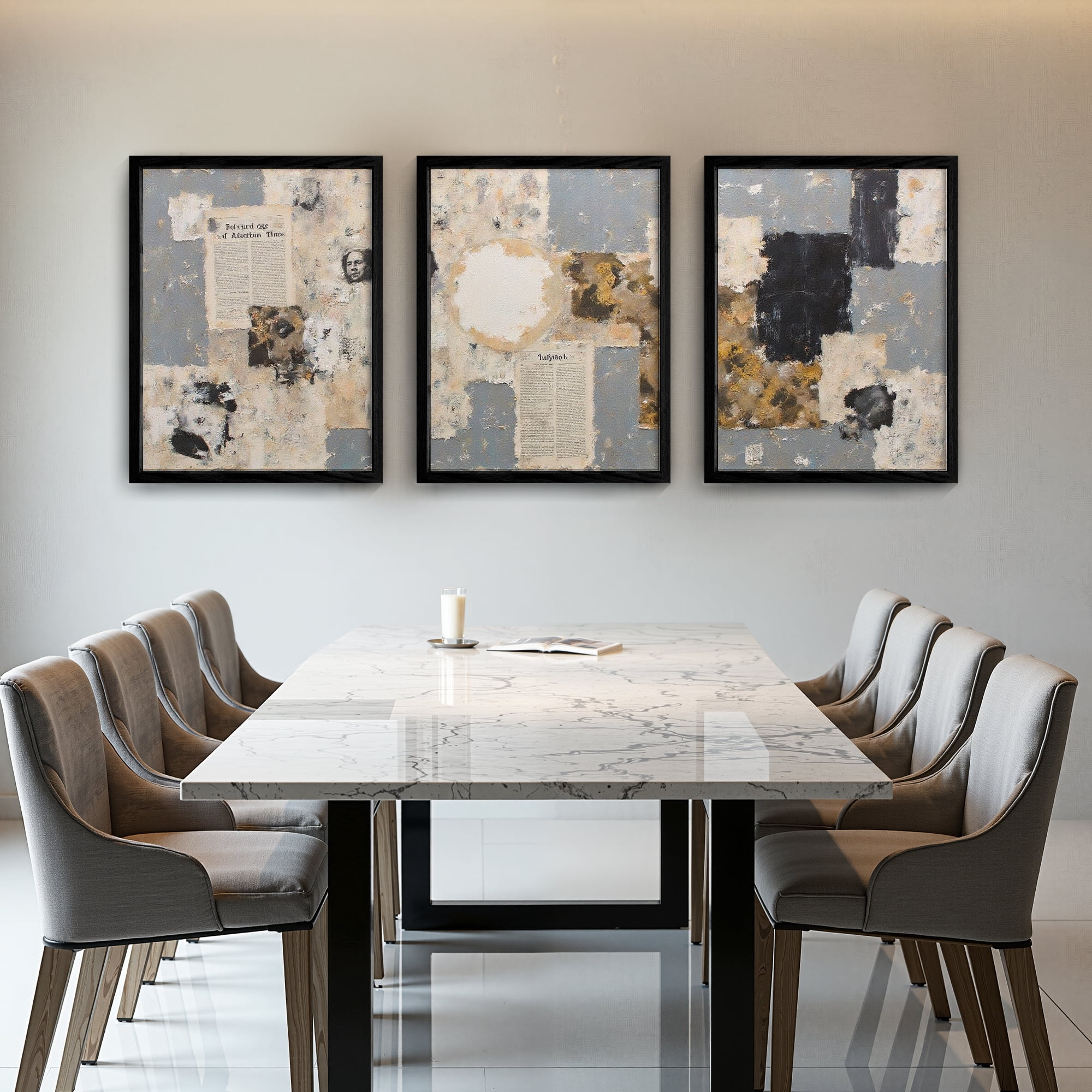 MAYEERTY Modern Abstract Wall Art Painting, Living Room Decor, Black Wood Frame, 23.6"x17.7"
