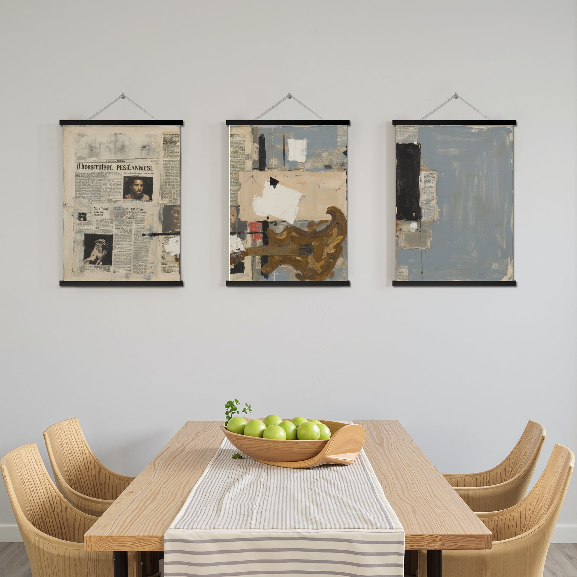 MAYEERTY Modern Abstract Wall Art Painting, Living Room Decor, Black Hanging Rod Frame, 23.6"x15.8"