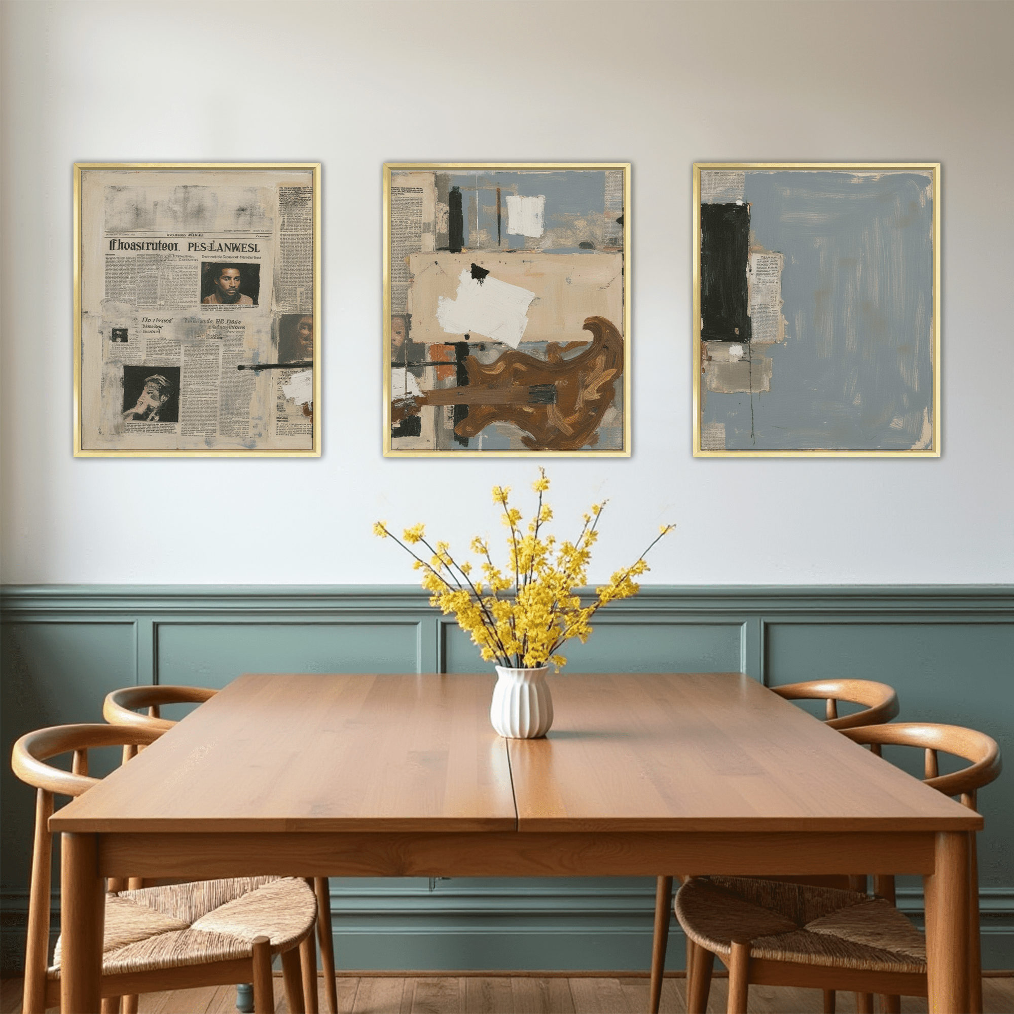 MAYEERTY Modern Abstract Wall Art Painting, Living Room Decor, Gold Aluminum Alloy Frame, 23.6"x15.8"