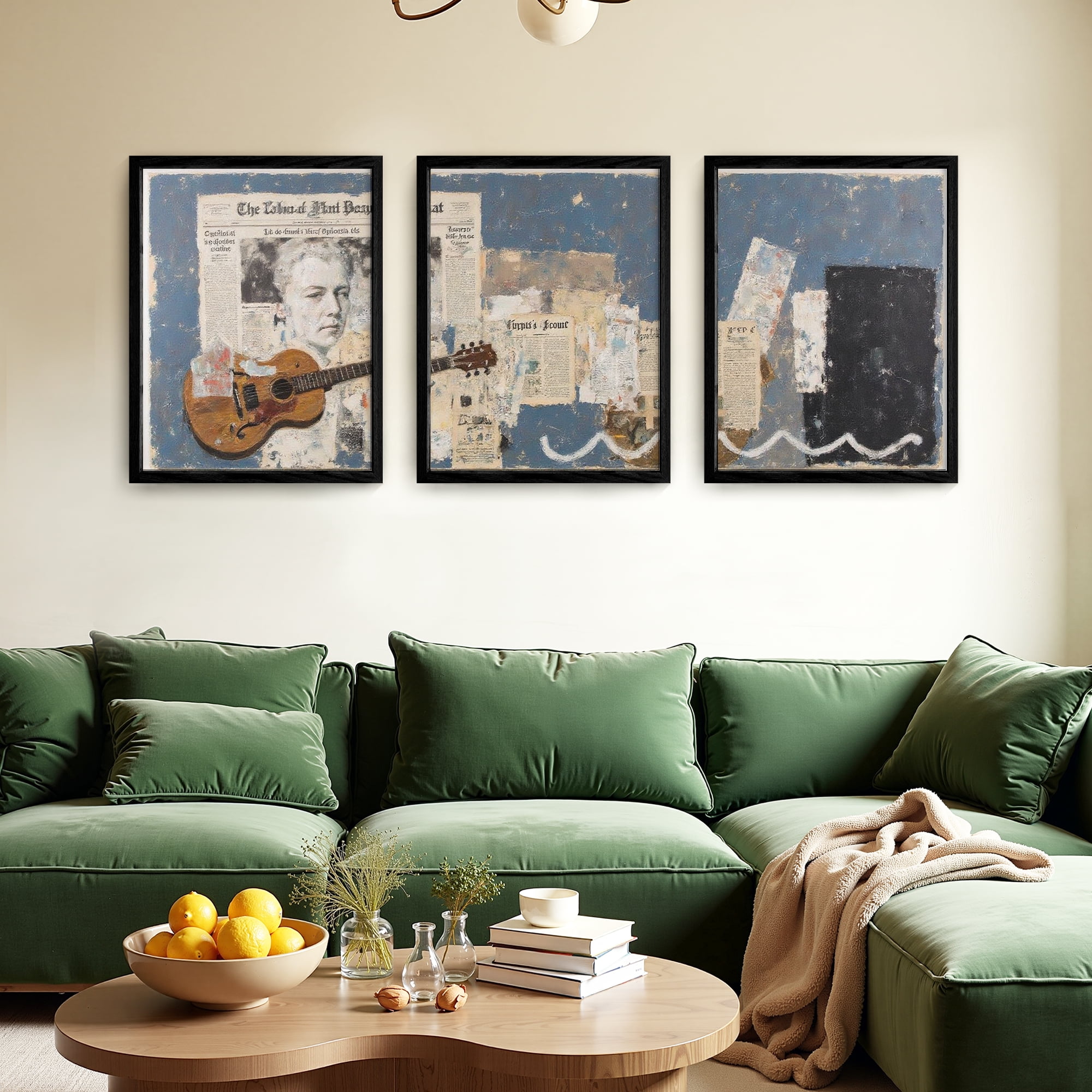 MAYEERTY Modern Abstract Wall Art Painting, Living Room Decor, Black Wood Frame, 23.6"x17.7"