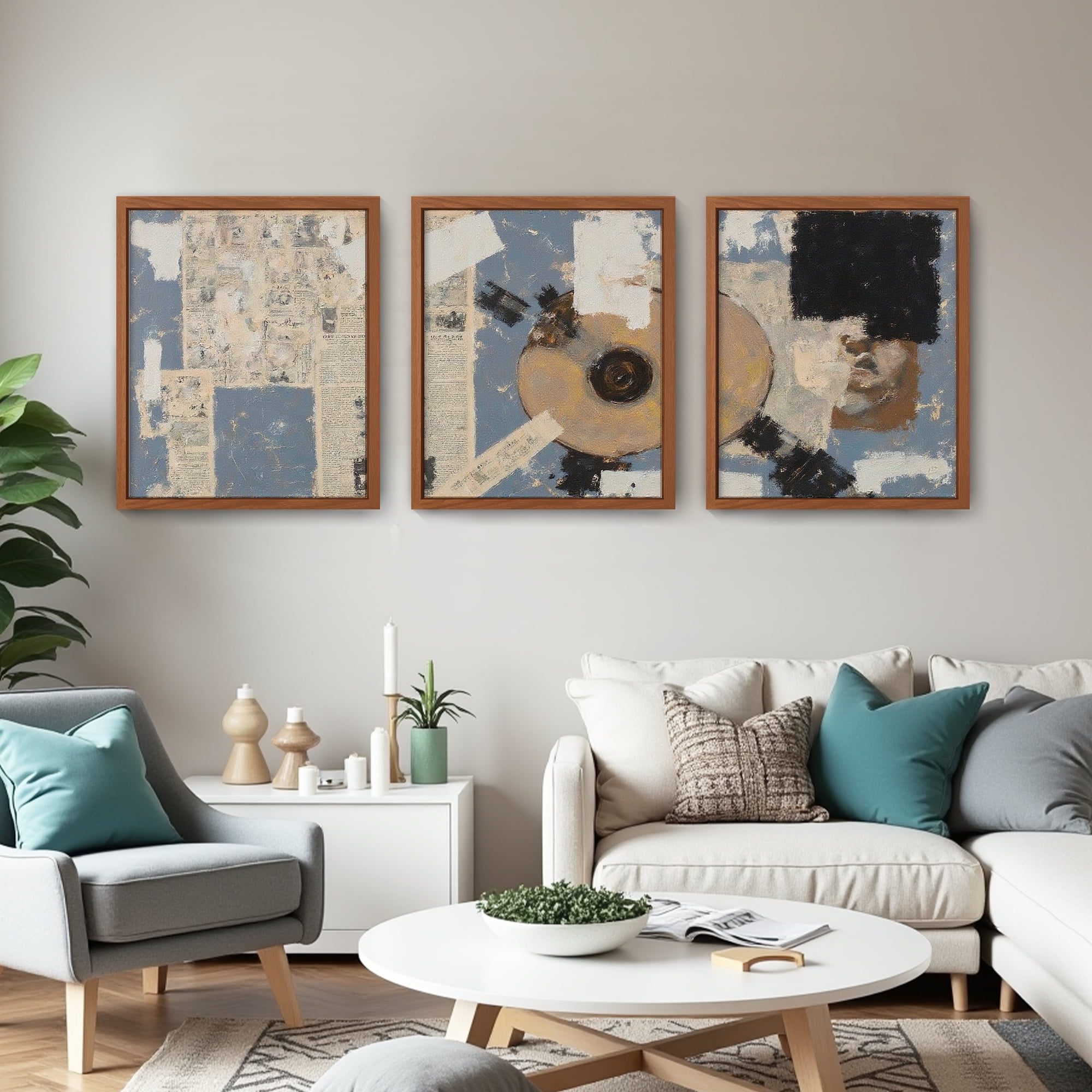 MAYEERTY Modern Abstract Wall Art Painting, Living Room Decor, Brown MDF Frame, 7.87"x9.84"