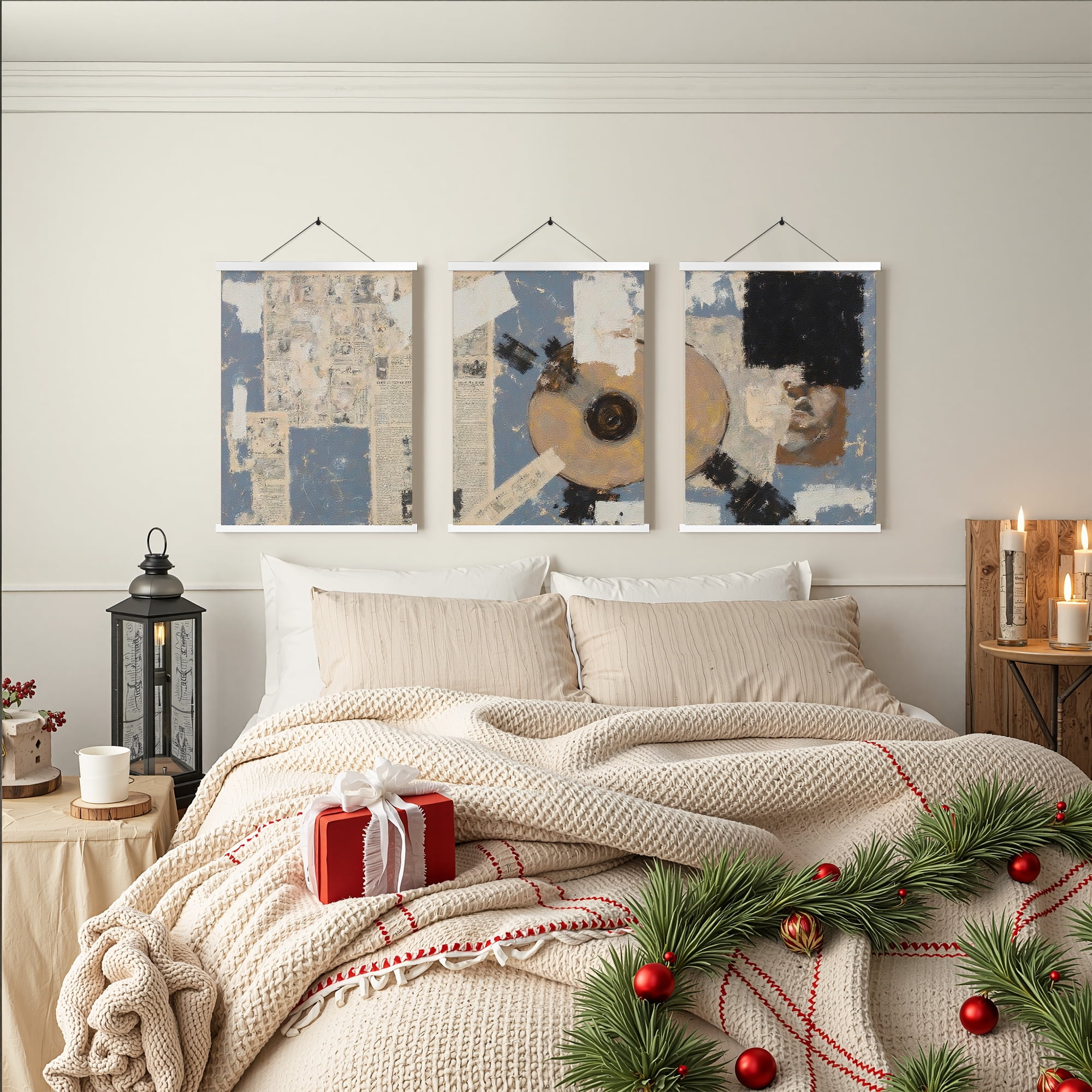 MAYEERTY Modern Abstract Wall Art Painting, Living Room Decor, White Hanging Rod Frame, 23.6"x15.8"