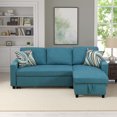 thumbnail image 1 of MAYEERTY 83.6" Convertible Fluffy Fabric 2-Piece Couch Upholstered Loveseat with Plush Velvet Texture Sofa Bed，Cyan Blue, 1 of 11