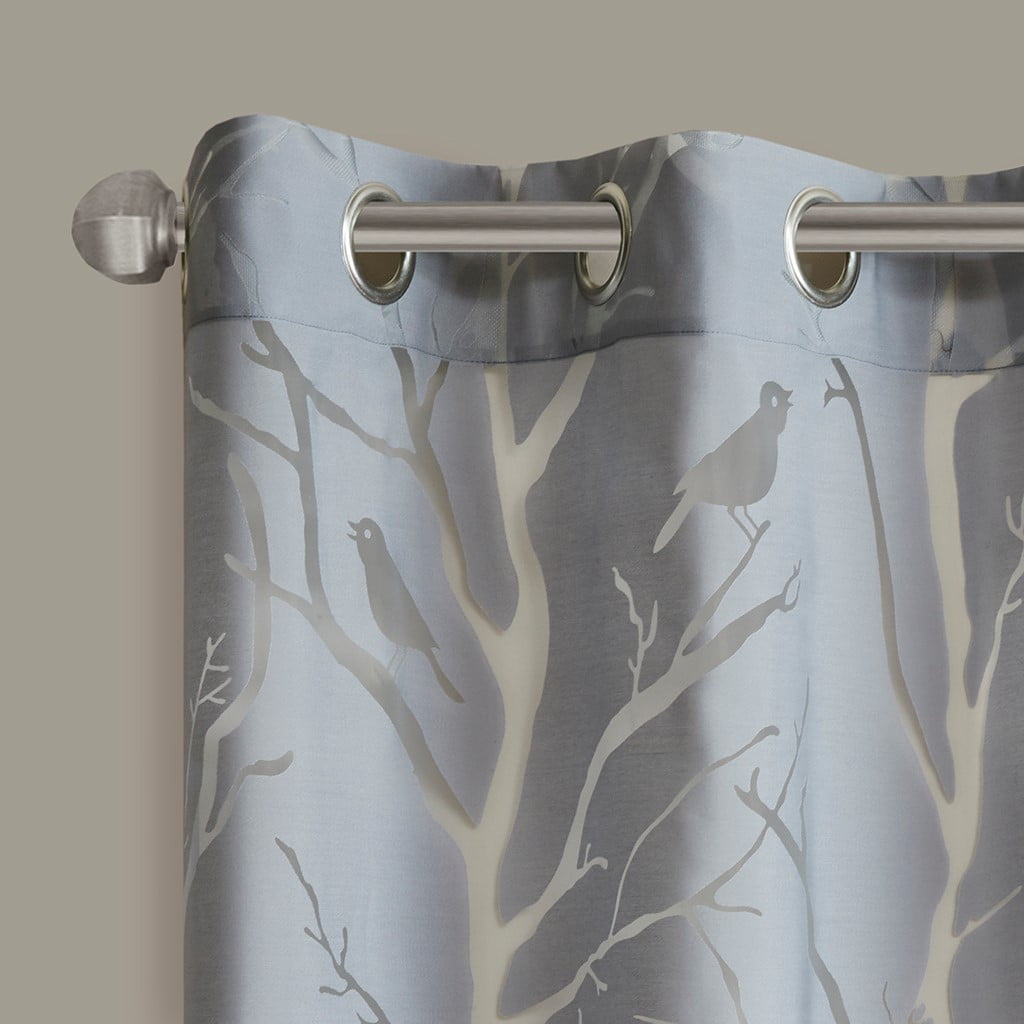 MAYEERTY Grommet Top Sheer Bird on Branches Burnout Window Curtain(Only 1 Pc Panel)