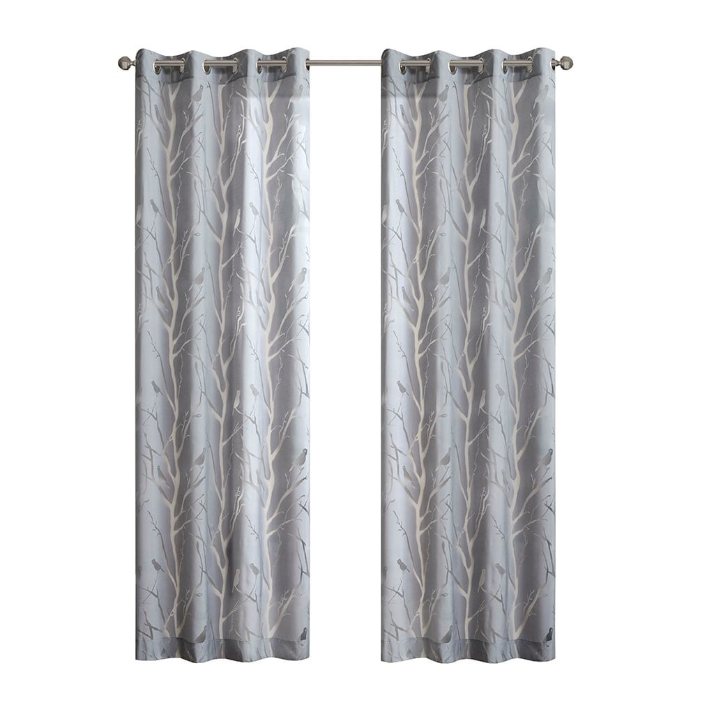 MAYEERTY Grommet Top Sheer Bird on Branches Burnout Window Curtain(Only 1 Pc Panel)