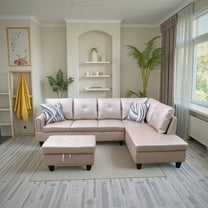 MAYEERTY Latte Faux Leather Sofa Set for Living Room