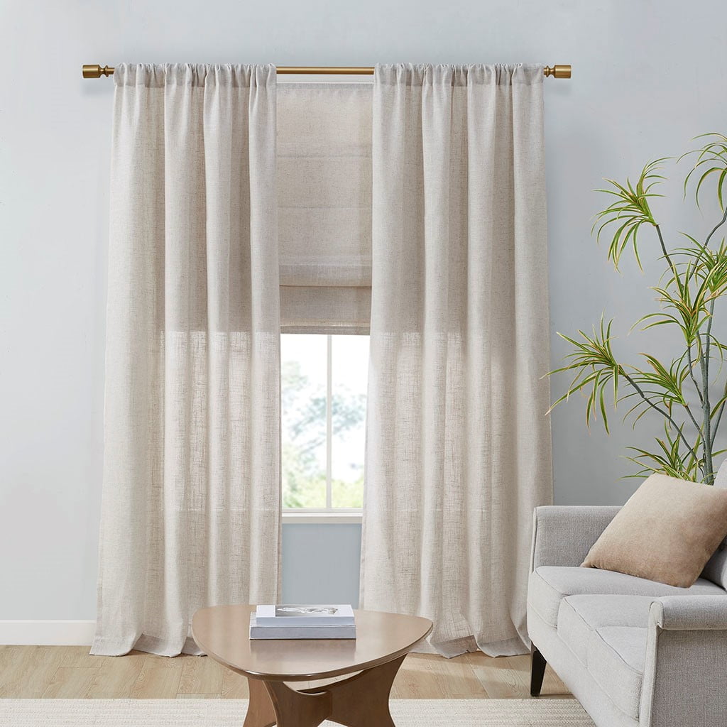 MAYEERTY Linen Blend Light Filtering Curtain Panel Pair(2 Pcs Window Panels)