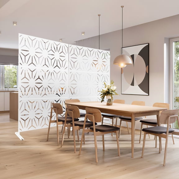 Dovelina Metal Outdoor Privacy Screen Freestanding Outdoor Divider Screen Decorative Privacy Fence Screen,76"×47"