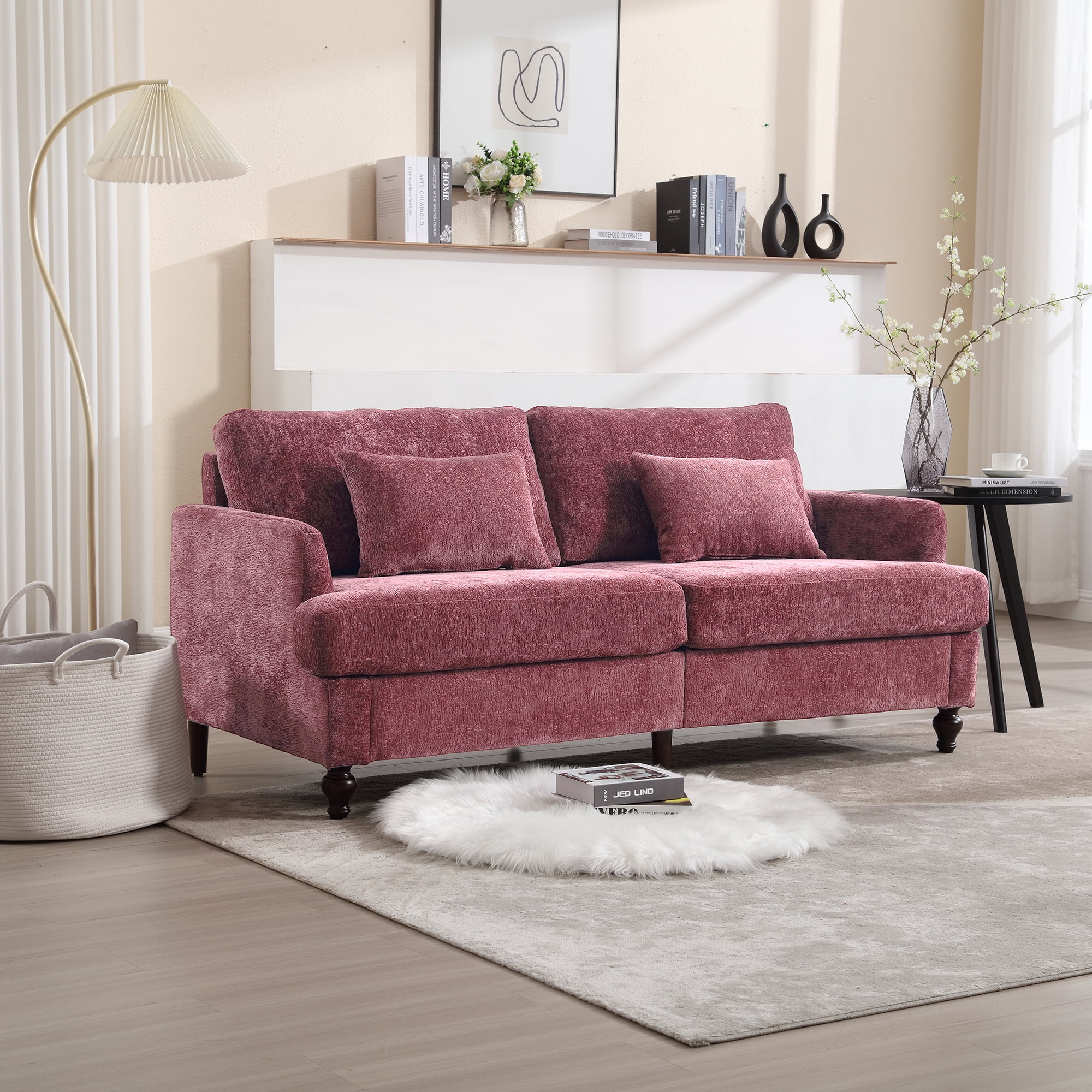 MAYEERTY Mid Century Modern chenille Fabric Loveseat sofa, 2-Seat ...