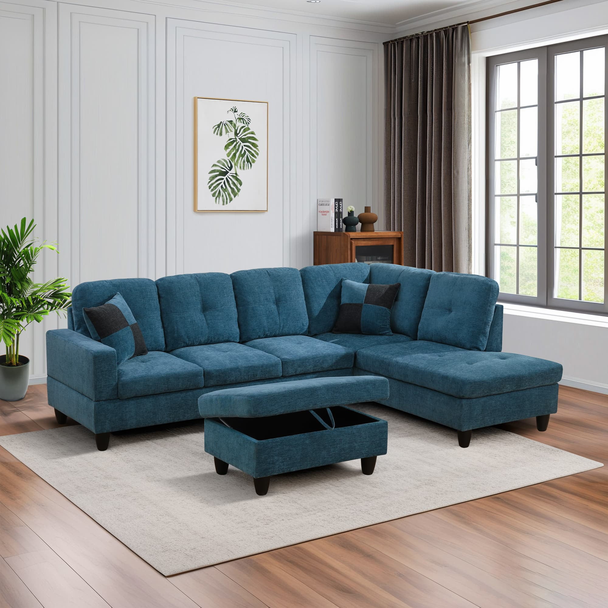 MAYEERTY Modern Adult 3-Piece Couch Set - Blue Vibrant Color, Lively Living Room Seating Decor