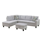 MAYEERTY 97 Gray White Modern Flannel Couch Soft Two-Tone Cozy Living Room