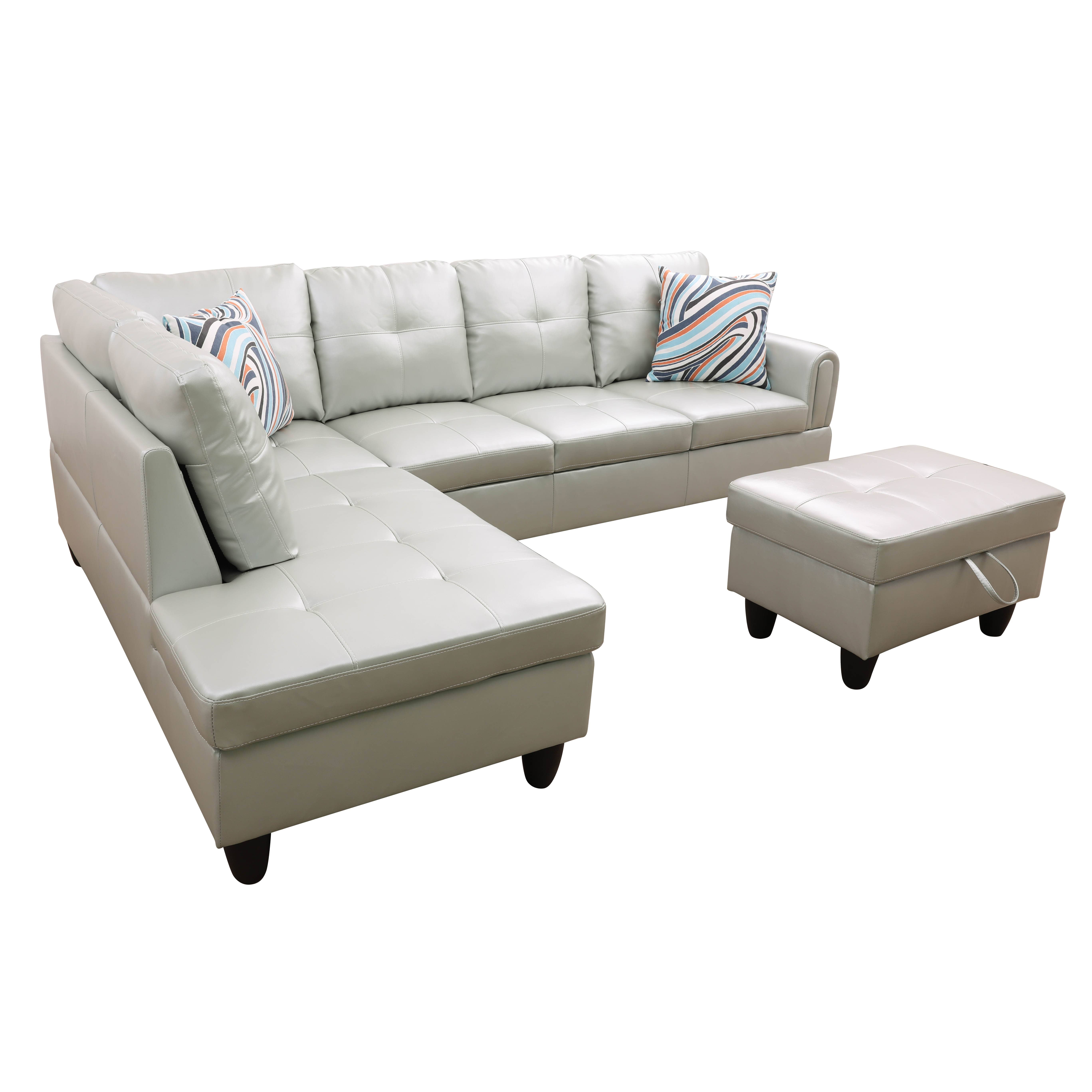 MAYEERTY Silver Green Modern 3-Piece Couch Unique Shimmer Chic Living Room Seating