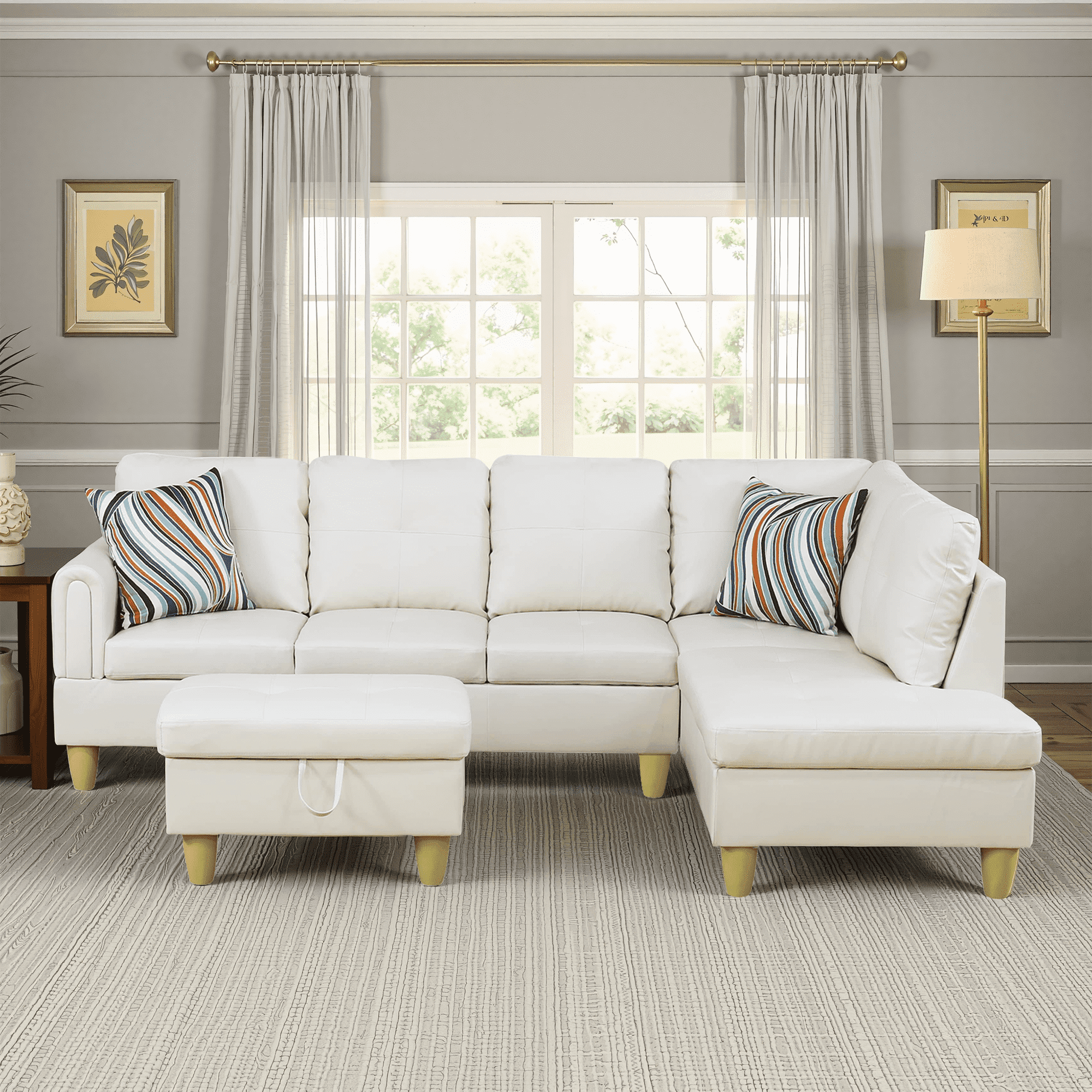 MAYEERTY White Modern 3-Piece Couch Durable Bright Fresh Living Room Vibe