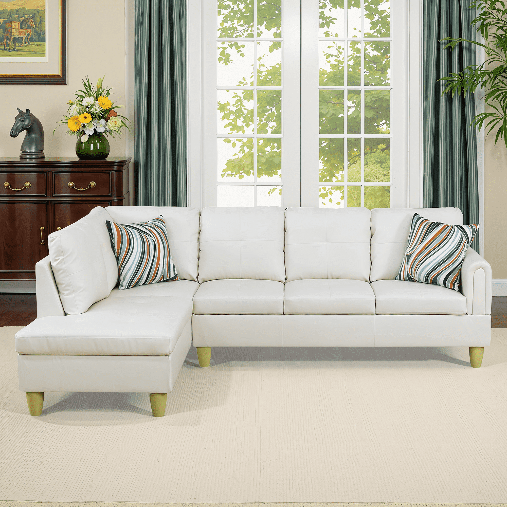 MAYEERTY White Modern 3-Piece Couch Crisp Tone Bright Fresh Living Room Ambiance