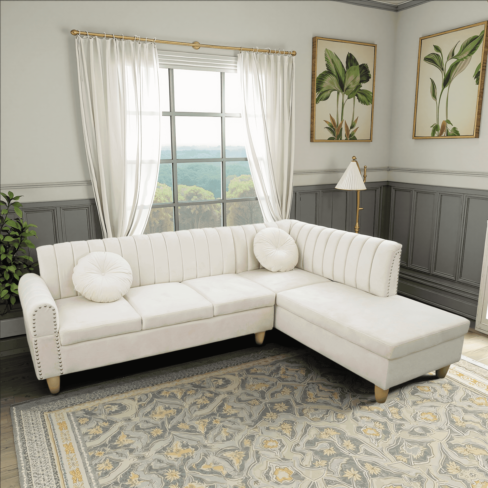 MAYEERTY Modern Adult Beige Lint 2-Piece Couch Living Room Sofa Set