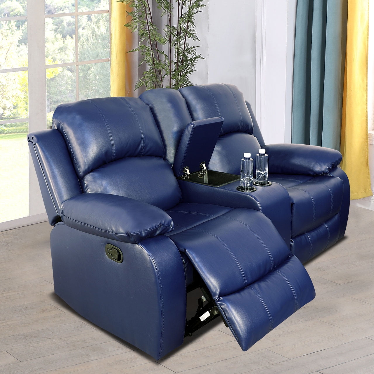 MAYEERTY 73" Modern Semi PU PVC Loveseat - Business Function Sofa for Living Room, Ginger