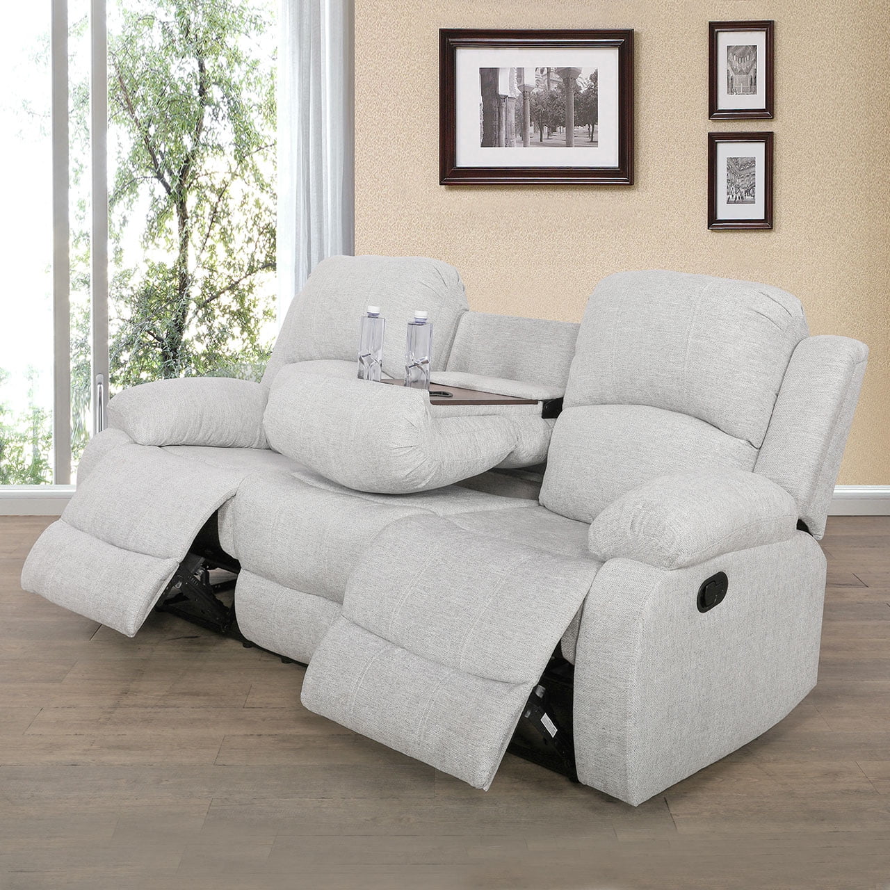 MAYEERTY 82" Modern Linen 3 Seat Sofa Business Function Sofa for Living Room，Gray