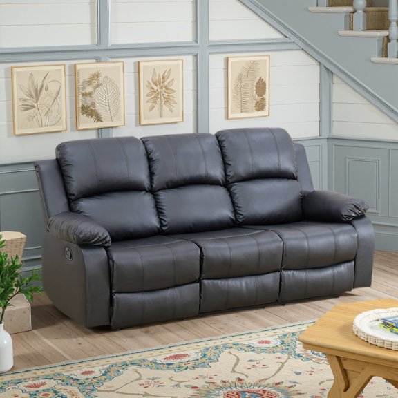 MAYEERTY 78.5" Modern Semi PU PVC Loveseat Business Function Sofa for Living Room，Black