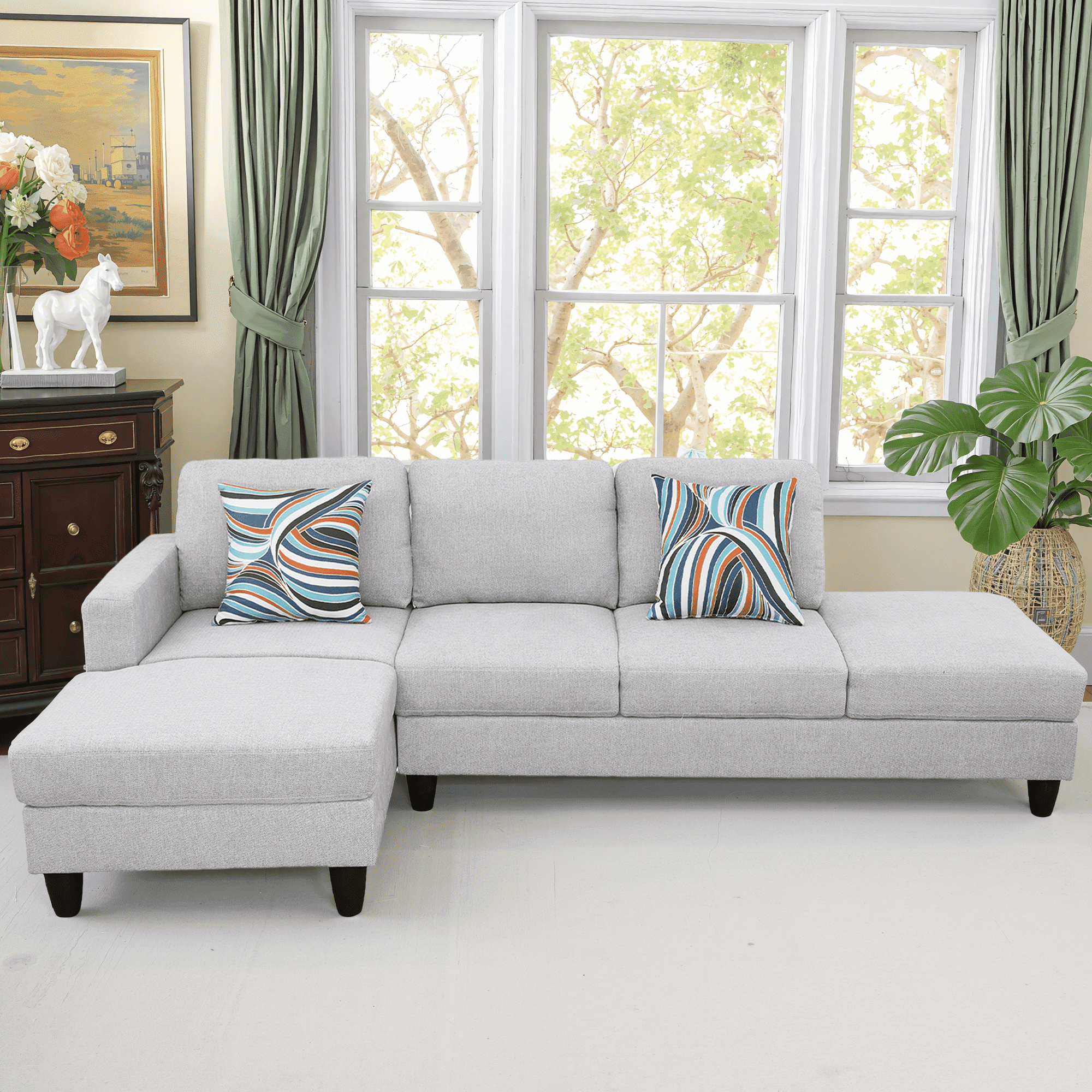 MAYEERTY Modern Adult Grey Chenille Couch Living Room Sofa Set